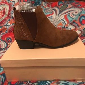 Yoki Embroidered Ankle Booties